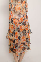 1920s Floral Chiffon Dress
