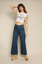 1970s Levi's Orange Tab Wide Leg Dark Wash Bell Bottom Jeans