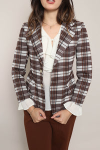 70s Brown Plaid Blazer