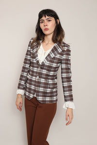 70s Brown Plaid Blazer