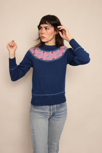 80s Horse & Heart Print Sweater