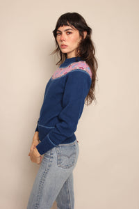 80s Horse & Heart Print Sweater