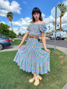 70s Floral Peasant Dress