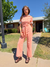 70s Hooded Peach Rainbow Jumpsuit