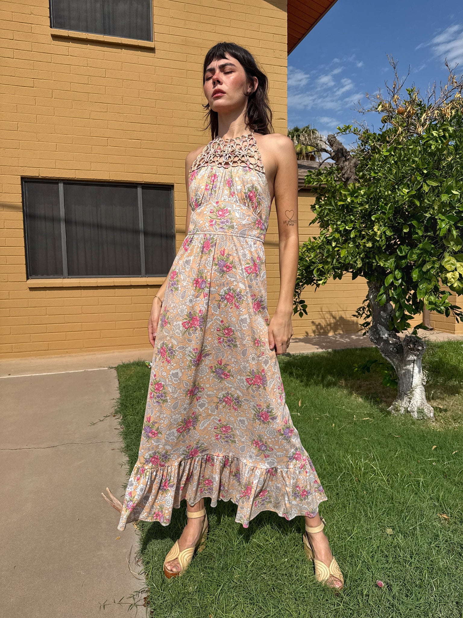 70s Macrame Halter Maxi Dress 70s Macrame Halter Maxi Dress