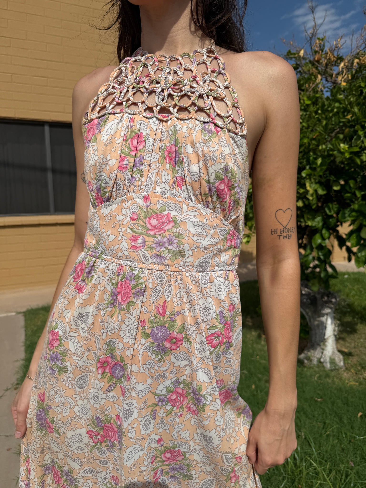 70s Macrame Halter Maxi Dress Luxie Vintage 70s Macrame Halter Maxi Dress Luxie Vintage