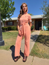 70s Hooded Peach Rainbow Jumpsuit