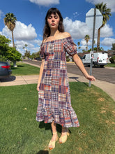 70s Plaid Peasant Dress