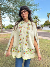 70s Love Birds Knit Poncho
