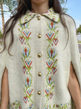 70s Love Birds Knit Poncho