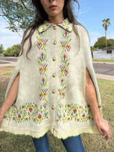 70s Love Birds Knit Poncho