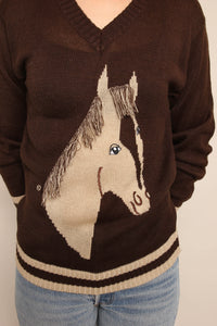 70s Horse Portrait Sweater