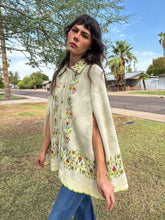 70s Love Birds Knit Poncho