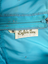 60s Sylvia Ann Blue Chiffon Cocktail Gown