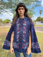 70s Love Birds Knit Poncho