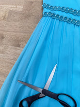 60s Sylvia Ann Blue Chiffon Cocktail Gown