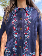 70s Love Birds Knit Poncho