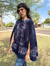 70s Love Birds Knit Poncho