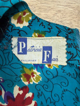 40s Patricia Fair Vivid Blue Floral Rayon Dress