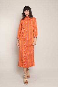 70s Orange Plaid Dress