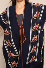 70s Navy Blue Bird Poncho