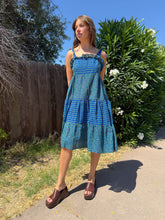 70s Blue Calico Sundress