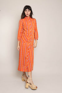 70s Orange Plaid Dress