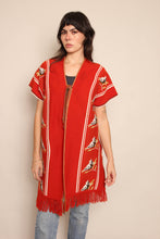 70s Burnt Orange Bird Poncho