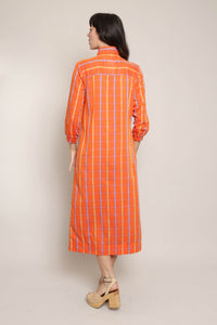 70s Orange Plaid Dress