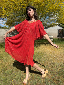 70s Bell Sleeve Gauze Dress
