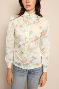 70s Muted Floral Disco Shirt