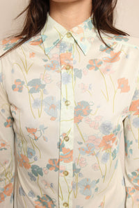 70s Muted Floral Disco Shirt