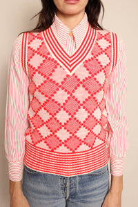 70s Red Sweater Vest