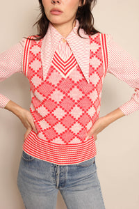 70s Red Sweater Vest