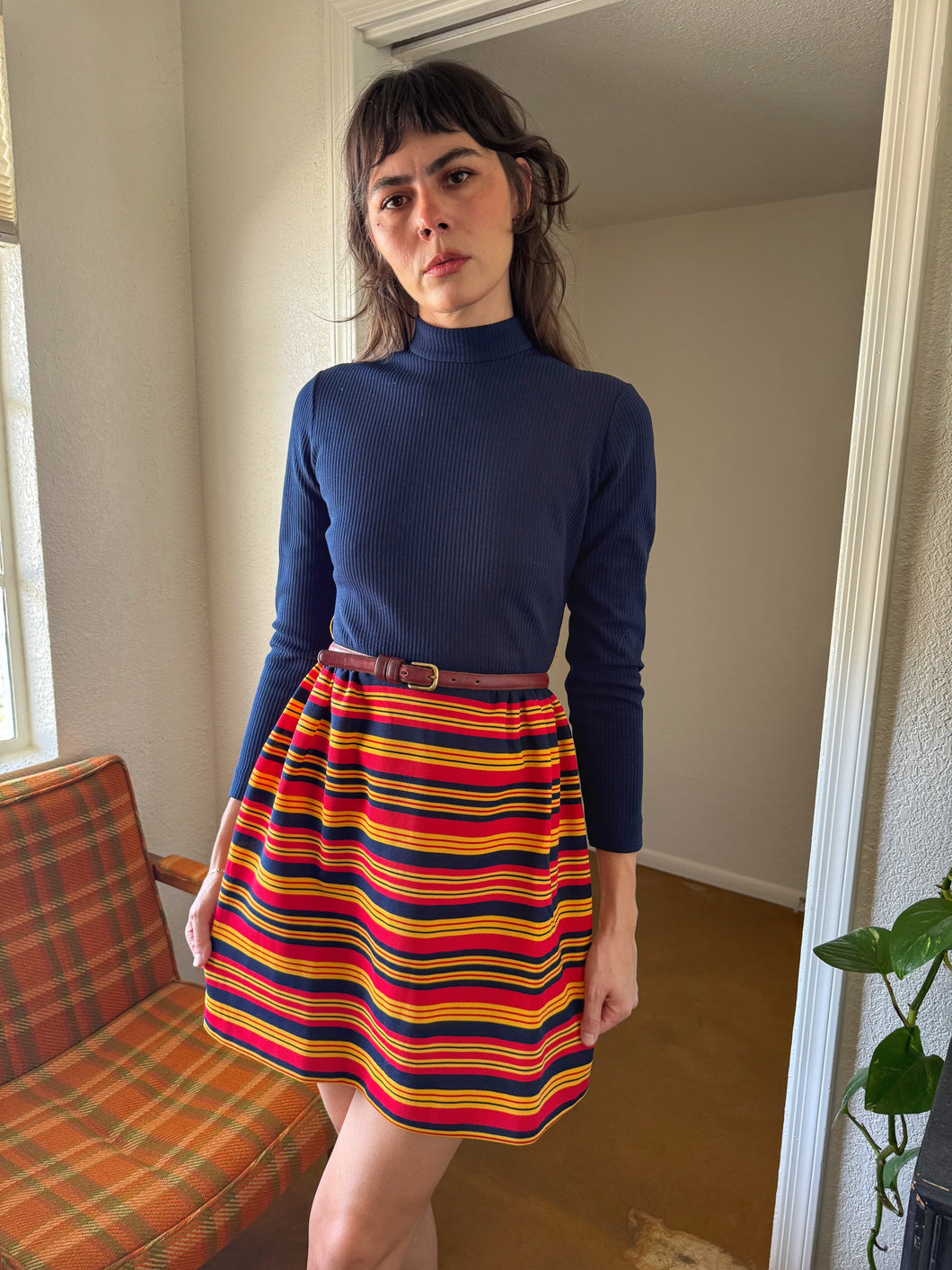 60s Mock Neck Collar Mod Dress