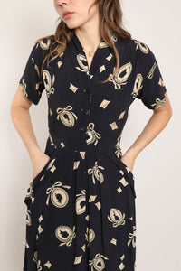 40s Cameo Print Dress