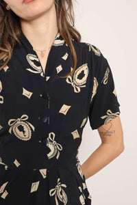 40s Cameo Print Dress