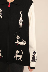 90s Cat Print Knit Jacket