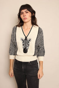 80s Beaded Zebra Sweater