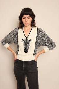 80s Beaded Zebra Sweater