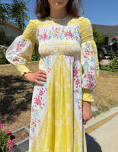 70s Smocked Cotton Maxi Dress
