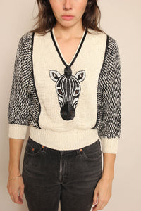 80s Beaded Zebra Sweater