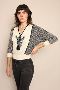 80s Beaded Zebra Sweater