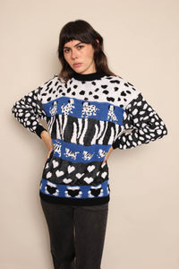 80s Dog Cat & Teddy Bear Sweater