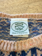 1980s Laura Ashley People Holding Hands Fair Isle Wool Sweater