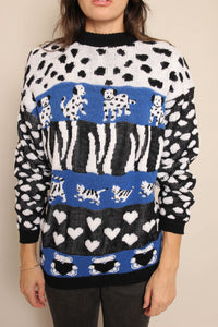 80s Dog Cat & Teddy Bear Sweater