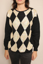 80s Sequined Harlequin Sweater