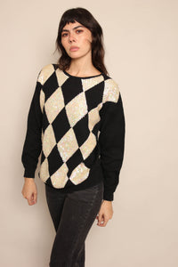 80s Sequined Harlequin Sweater