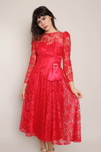 80s Lydia Red Lace Dress