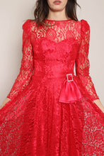 80s Lydia Red Lace Dress